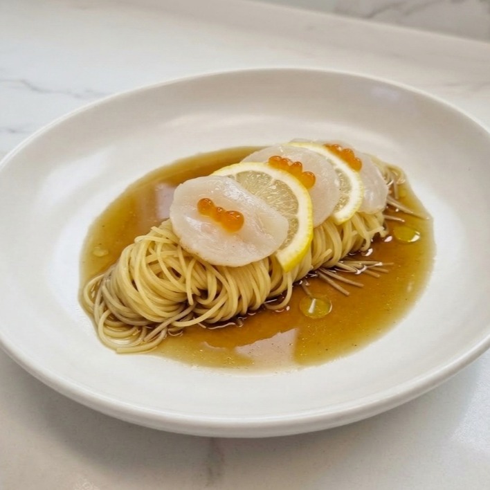 Hotate Yuzu Cold Pasta capellini scallop yuzu ponzu Kyuushiro Bangkok