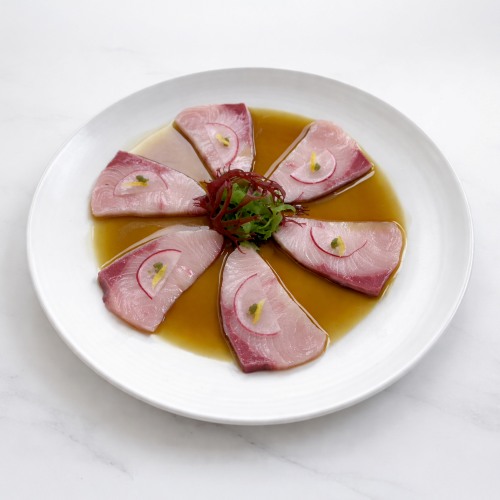 Hamachi Yuzu Crudo yellowtail sashimi yuzu dressing Kyuushiro Bangkok